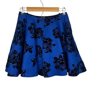 Jodi Kristopher Blue Black Velvet Floral Skater Skirt Tulle Fairy Grunge Jr. 5